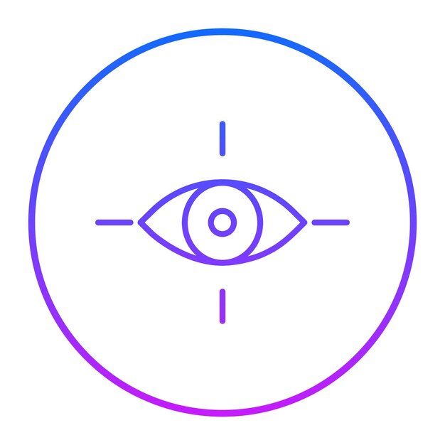 Un círculo azul con un círculo azul y un círculo azul con una línea rosada y púrpura alrededor del ojo.