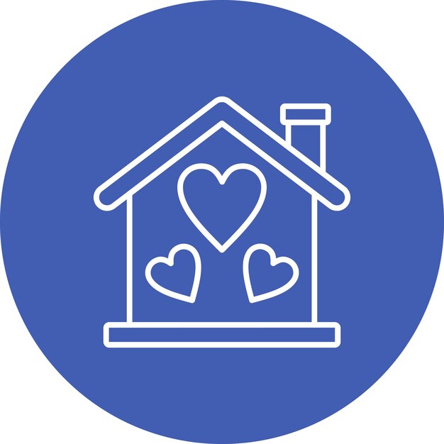 Un círculo azul con corazones en él y un círculo azul alrededor de la parte superior