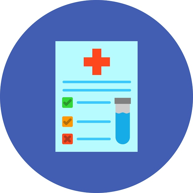 un círculo azul con una cruz roja y suministros médicos