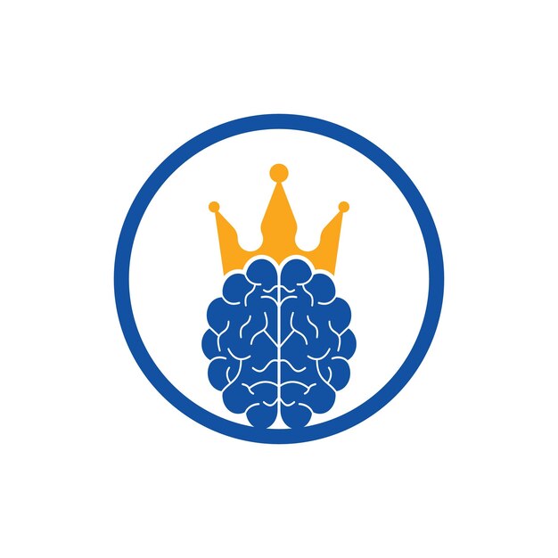 Un círculo azul con el diseño del icono del logotipo del cerebro de la corona