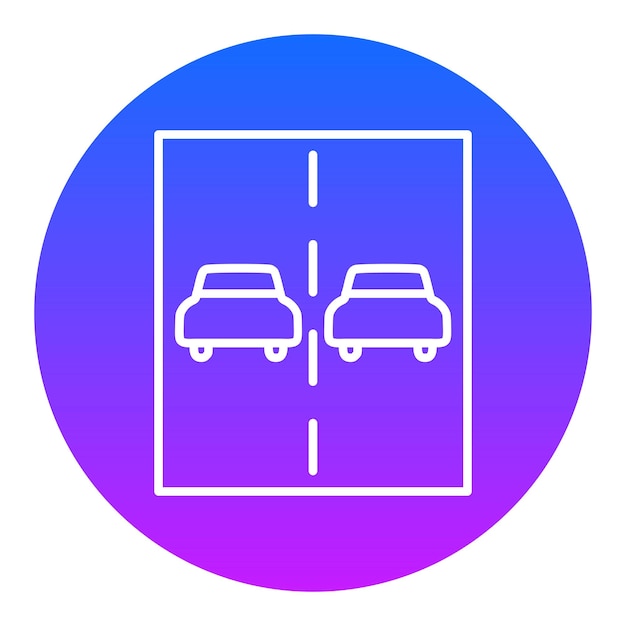 un círculo azul con dos coches en él y un círculo azul con un borde azul y rosa