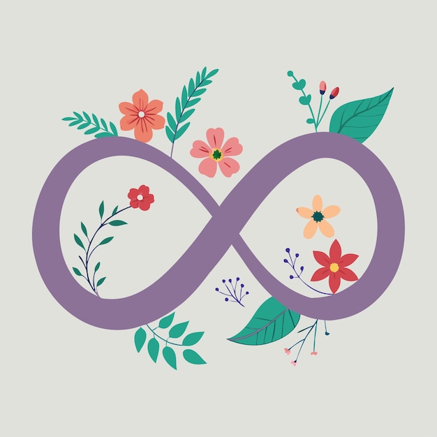 Un círculo azul con flores y hojas y una imagen de flores ilustración vectorial