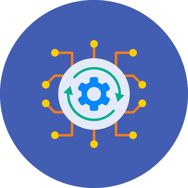 un círculo azul con un fondo azul con un círcolo azul con la palabra engranajes en él