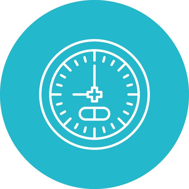 un círculo azul con un fondo blanco que tiene un reloj en él