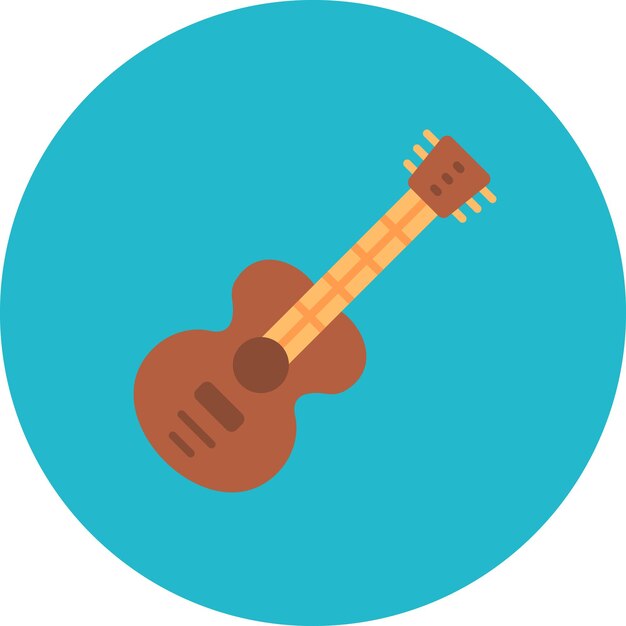 un círculo azul con una guitarra en él y un fondo azul
