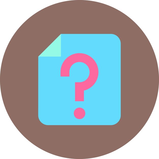 Vector un círculo azul y marrón con un cuadrado azul con un signo de pregunta en él
