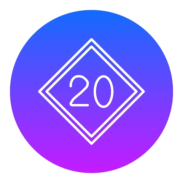 un círculo azul con el número 20 en él