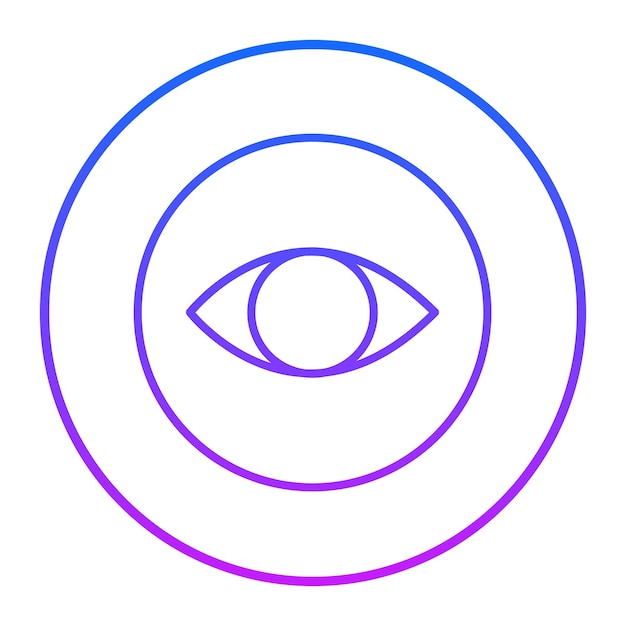 un círculo azul con un ojo en el interior y un círculo con una línea azul a su alrededor
