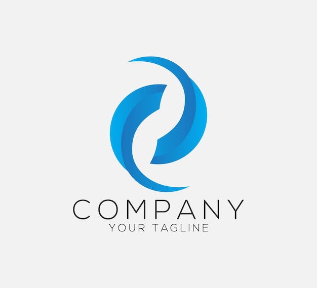 Un círculo azul con las palabras empresa su nombre Círculo letra O con elemento vectorial de onda diseño del logotipo