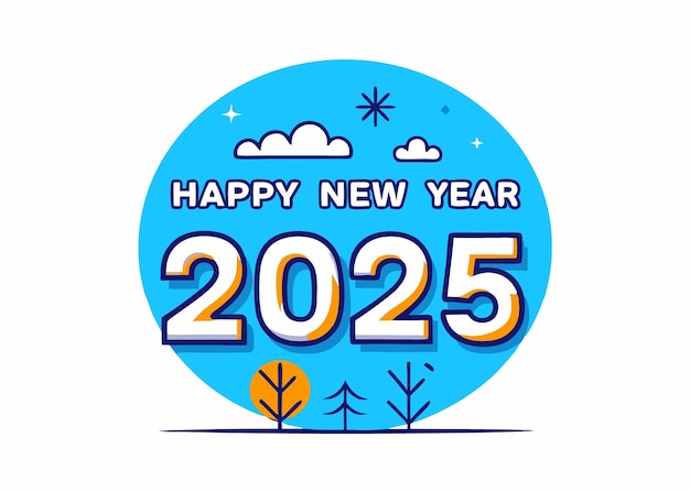un círculo azul con las palabras feliz año nuevo en él