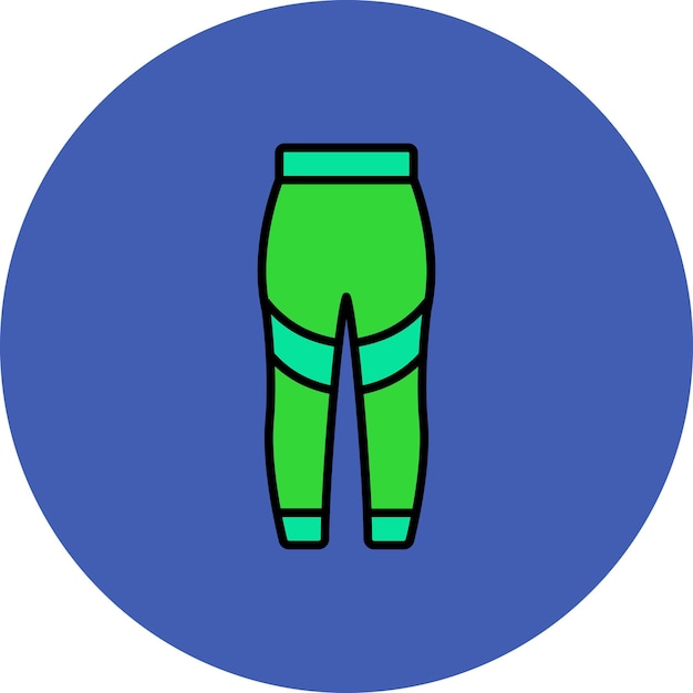 Un círculo azul con un pantalón verde en él