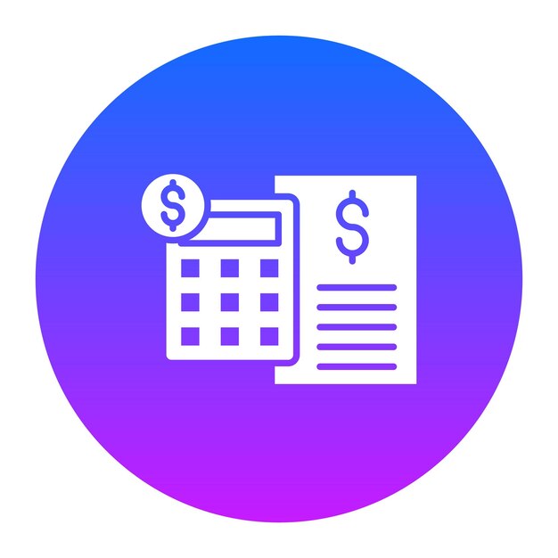 un círculo azul y púrpura con una calculadora en él