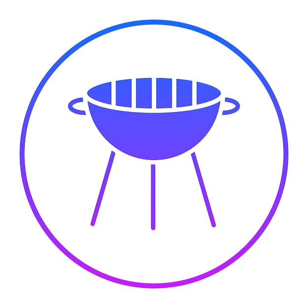 Un círculo azul y rosa con un círculo azul a su alrededor y una imagen de una parrilla de barbacoa