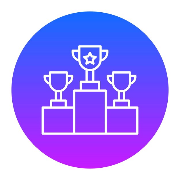 un círculo azul y rosa con dos trofeos en él