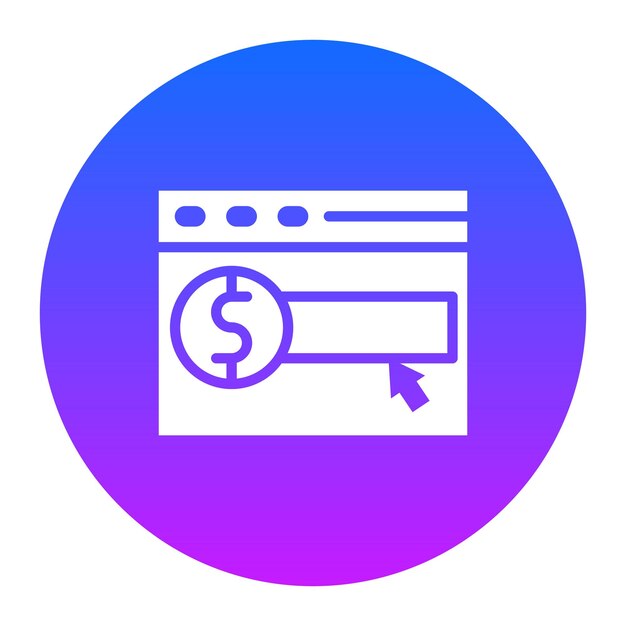 un círculo azul y rosa con un signo que dice dólar