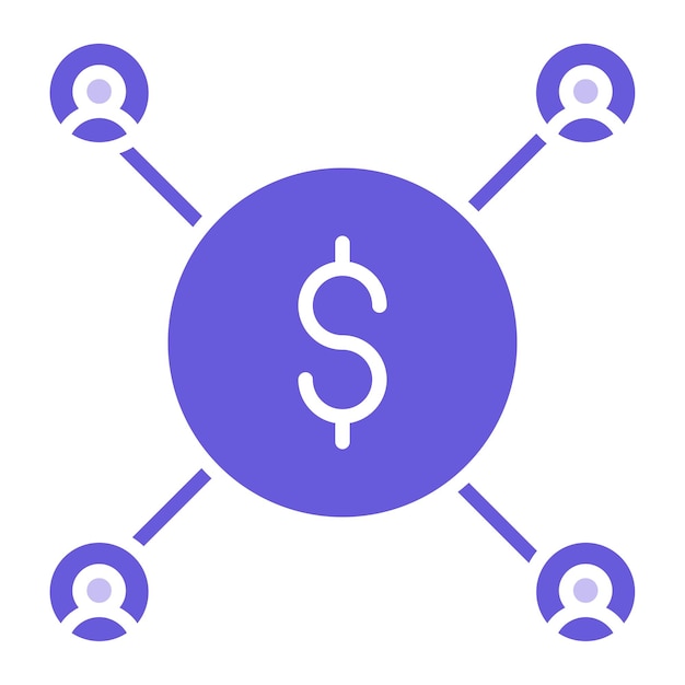 un círculo azul con un signo de dólar en él con las palabras dólar en él