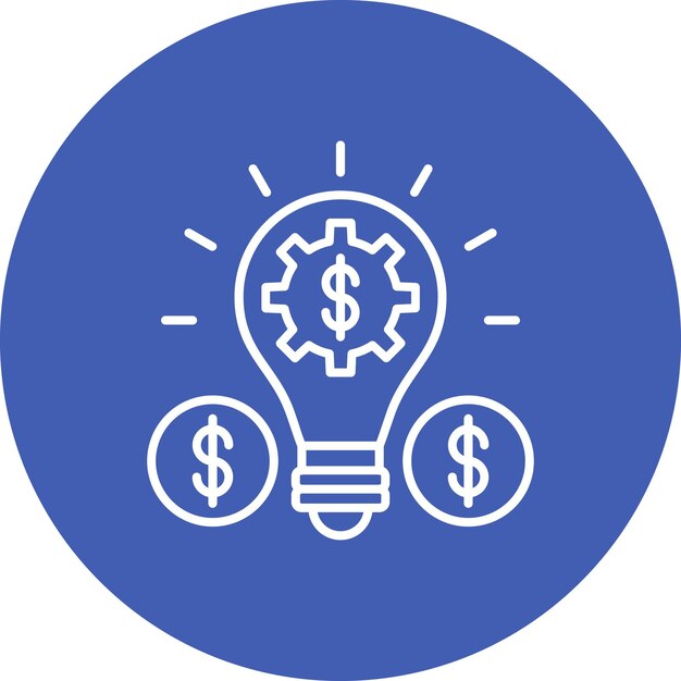 un círculo azul con un signo de dólar en él que dice dólar
