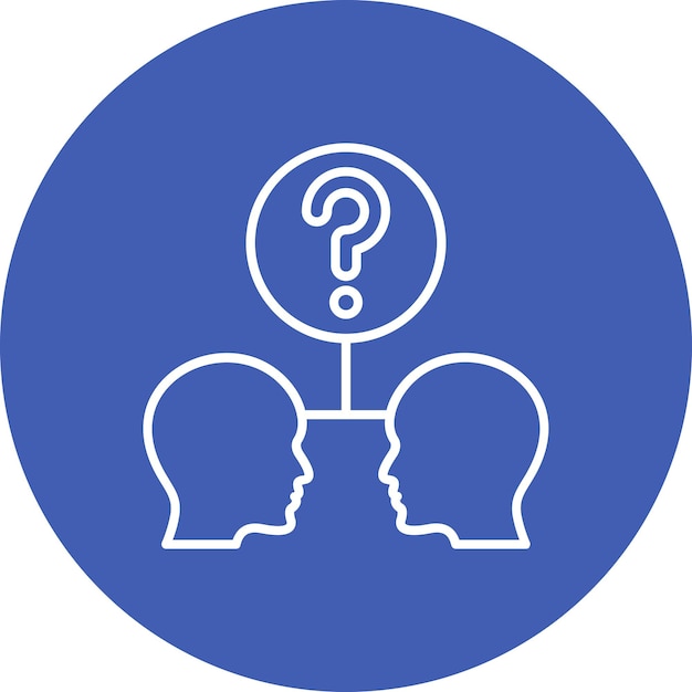 un círculo azul con un signo de interrogación en el medio