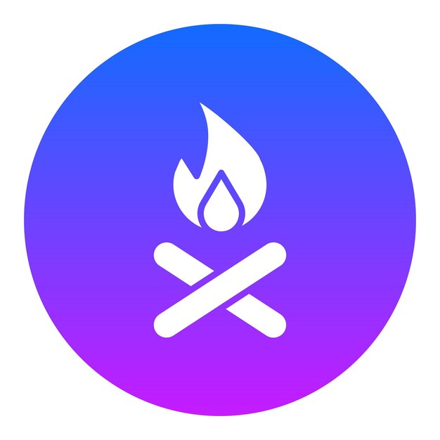 Un círculo azul con un símbolo de fuego.