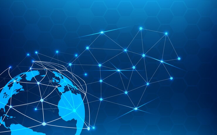 Vector círculo azul de la tecnología y fondo abstracto de la informática con código azul y binario.