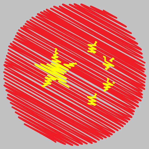 Círculo de la bandera de China con efecto de garabateo
