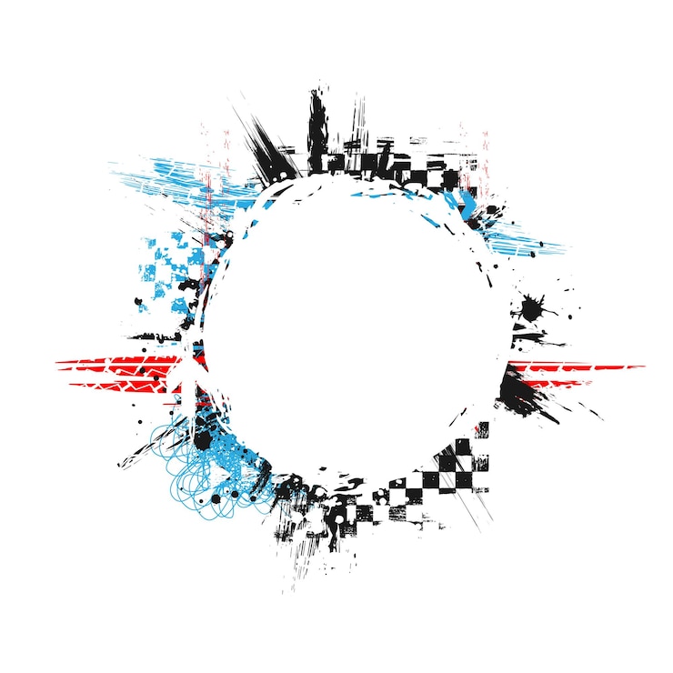 Vector círculo de banner de neumático de color grunge