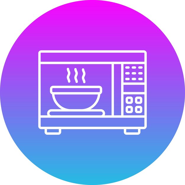 un círculo blanco con un borde azul y rosa y un tazón de sopa