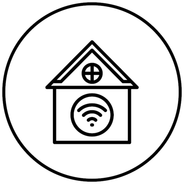 un círculo blanco con una casa en él