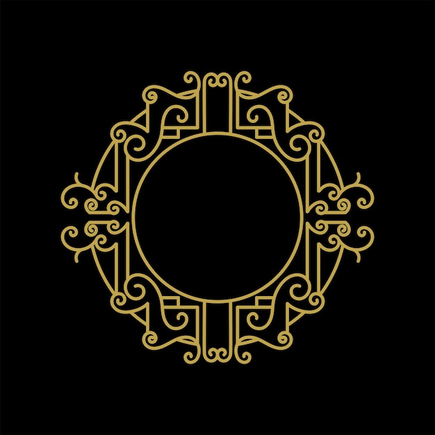 Círculo en blanco Circular Retro Vintage Dorado Marco Real Frontera Insignia Emblema Etiquetas Diseño del logotipo