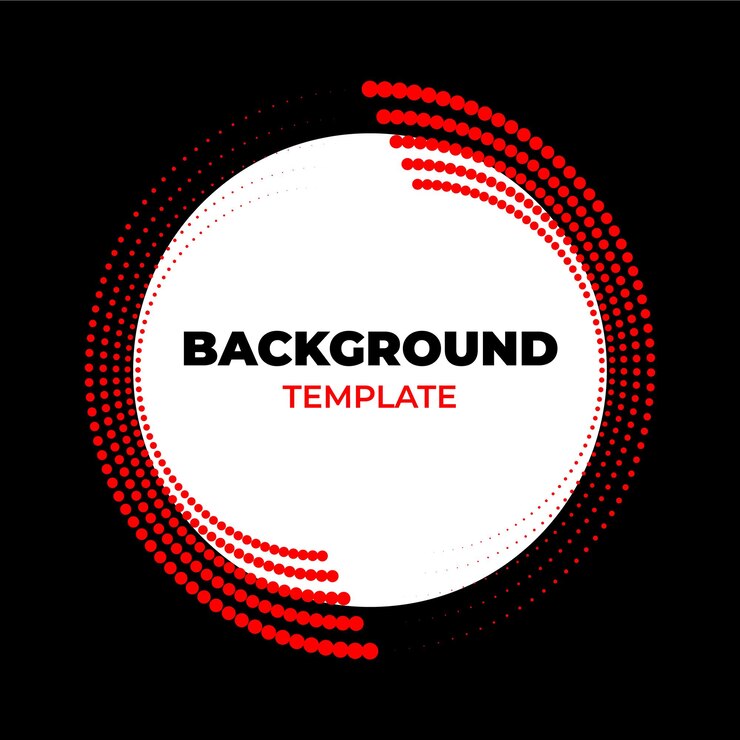 Vector círculo blanco con círculos rojos y negros y el fondo de las palabras en negro