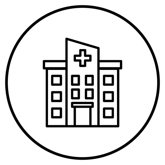 un círculo blanco con una cruz en él que dice hospital