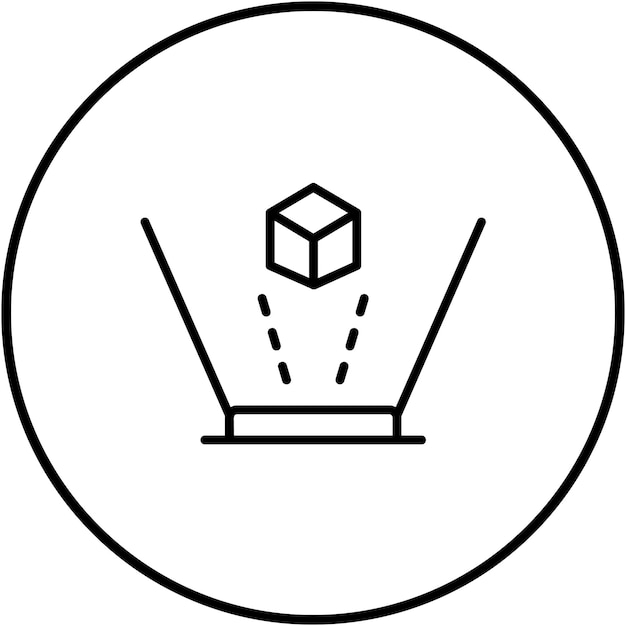 un círculo blanco con un cubo en él