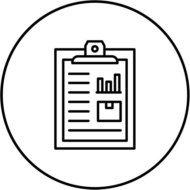 un círculo blanco con un diagrama de un informe en él