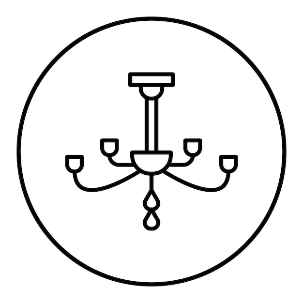 un círculo blanco con un fondo blanco que dice candelabro en él
