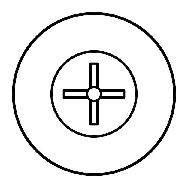 un círculo blanco y negro con una cruz en el centro