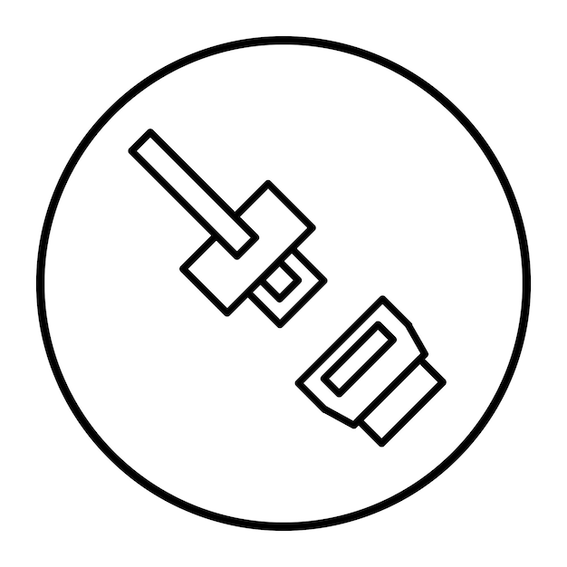 un círculo blanco y negro con una imagen de un martillo y un agujero en él