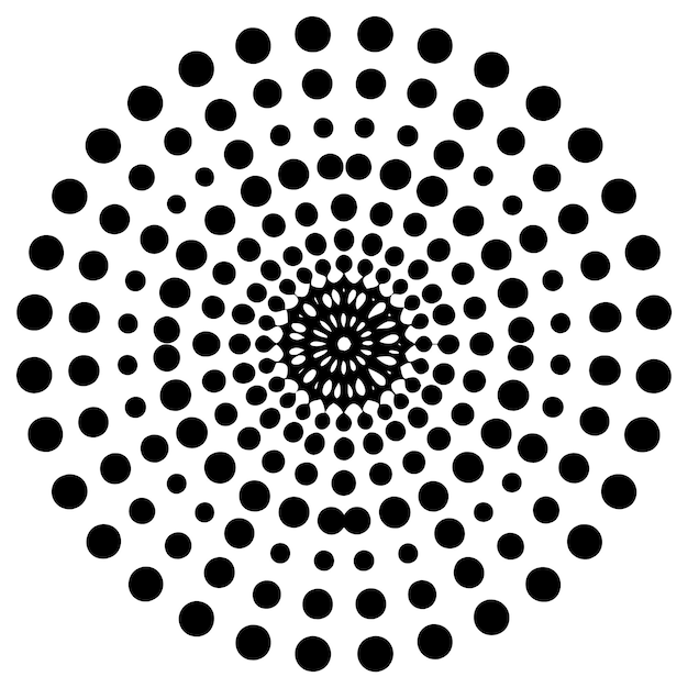 un círculo blanco y negro con muchos puntos negros en él