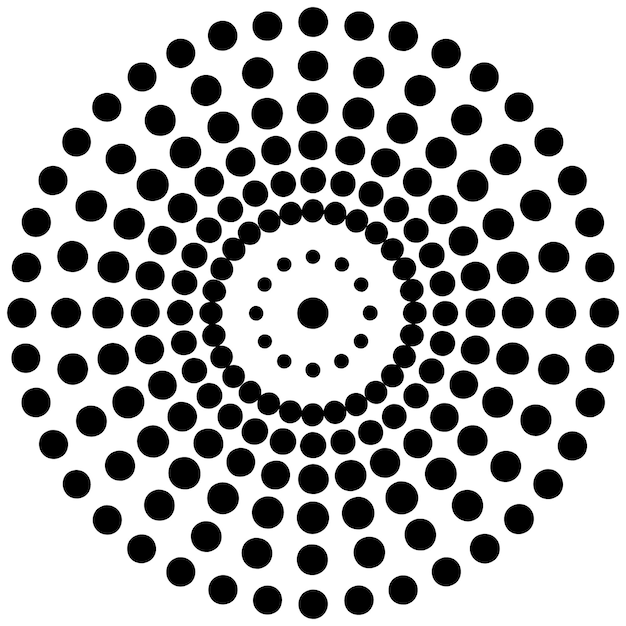un círculo blanco y negro con puntos negros en el centro