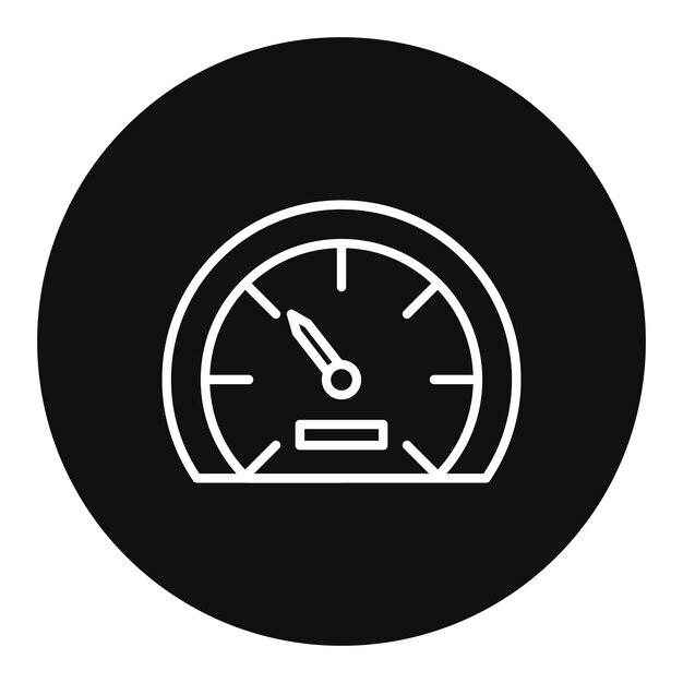 un círculo blanco y negro con un velocímetro en él