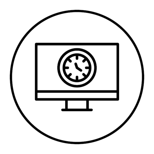 un círculo blanco con un reloj y un fondo blanco
