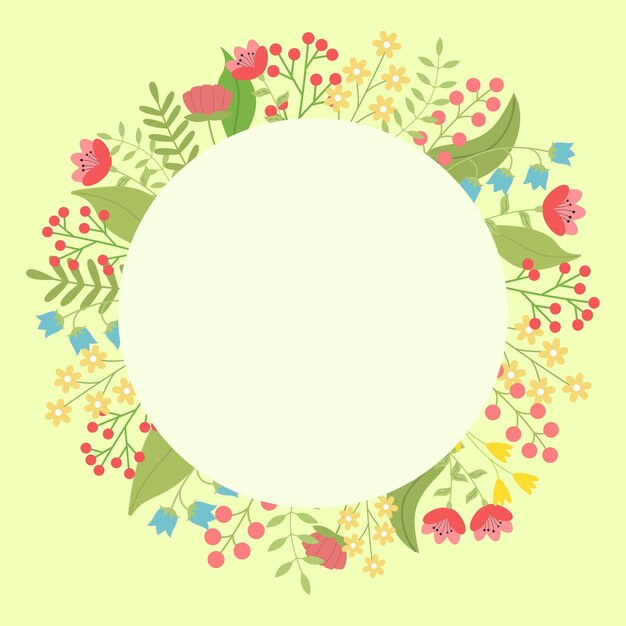 Círculo botánico Frontera de línea redonda Hojas y flores Invitaciones y tarjetas de boda Diseño de logotipo