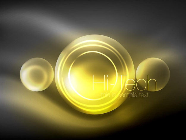 Círculo brillante de neón borroso hitech plantilla de burbuja moderna techno vidrio brillante formas redondas o esferas fondo abstracto geométrico ilustración vectorial