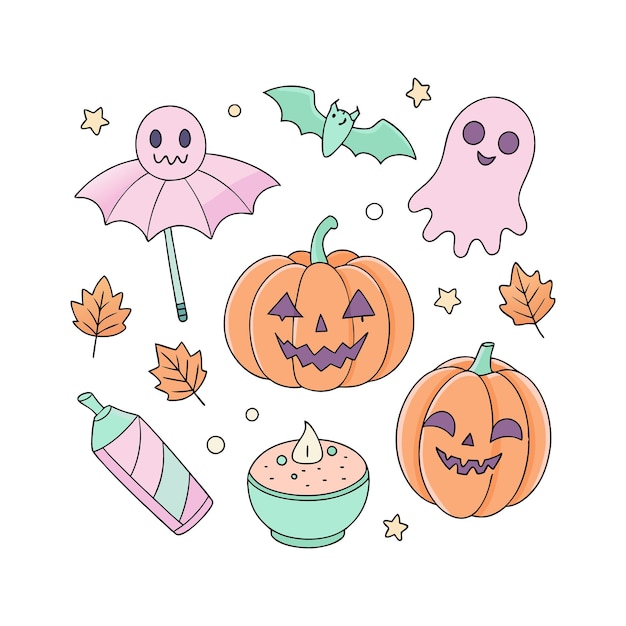 un círculo de calabazas de Halloween con decoraciones de Halloween