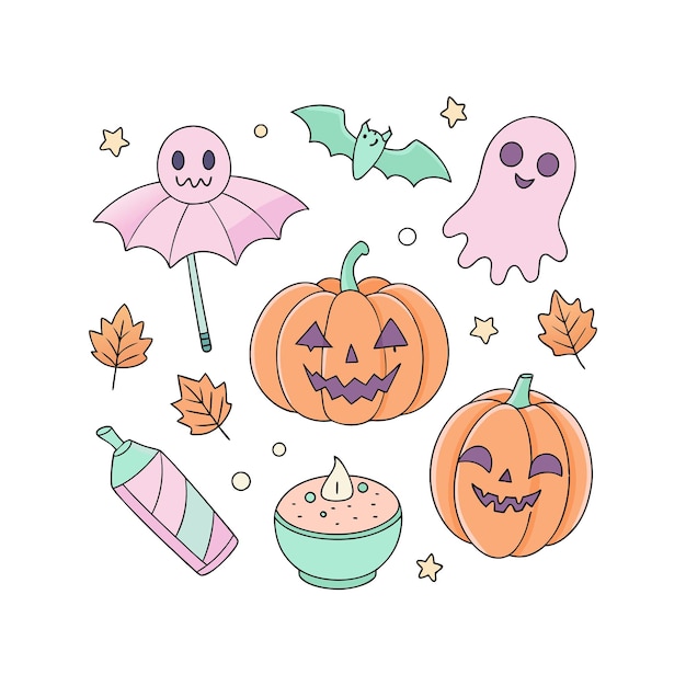 un círculo de calabazas de Halloween con decoraciones de Halloween