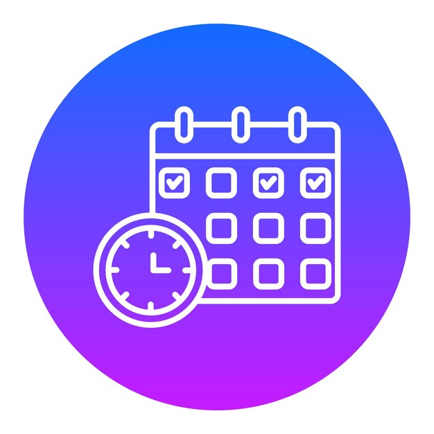 un círculo de color azul y rosa con un reloj y la hora es de 150.