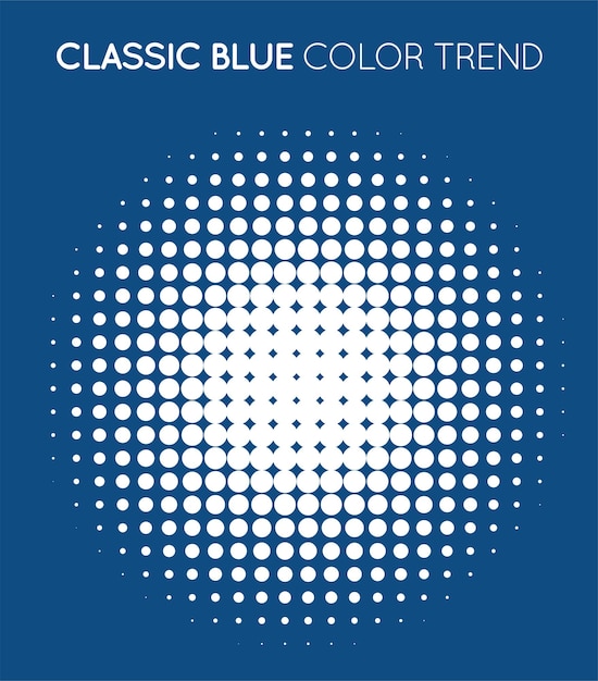 Círculo de color de moda azul clásico en semitono Patrón de punto de semitono Ilustración vectorial