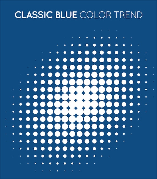 Círculo de color de moda azul clásico en semitono Patrón de punto de semitono Ilustración vectorial