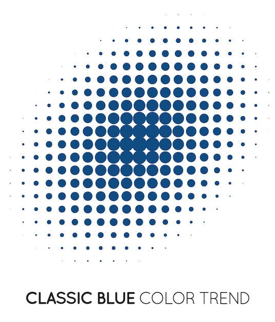 Círculo de color de moda azul clásico en semitono Patrón de punto de semitono Ilustración vectorial