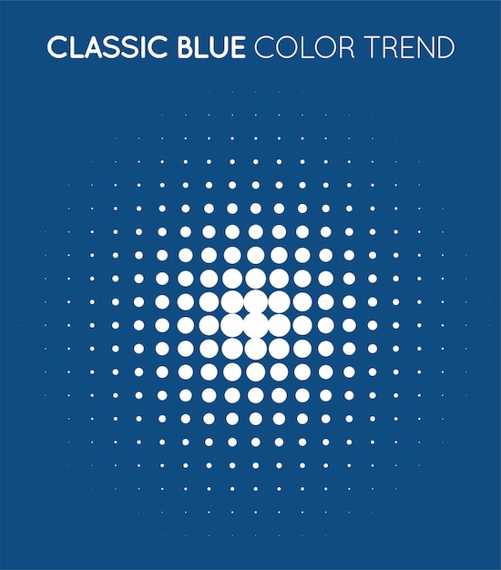 Círculo de color de moda azul clásico en semitono Patrón de punto de semitono Ilustración vectorial