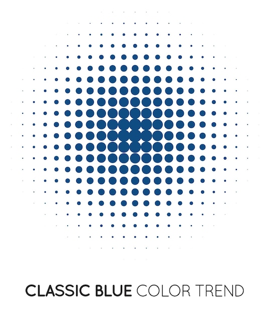 Círculo de color de moda azul clásico en semitono Patrón de punto de semitono Ilustración vectorial